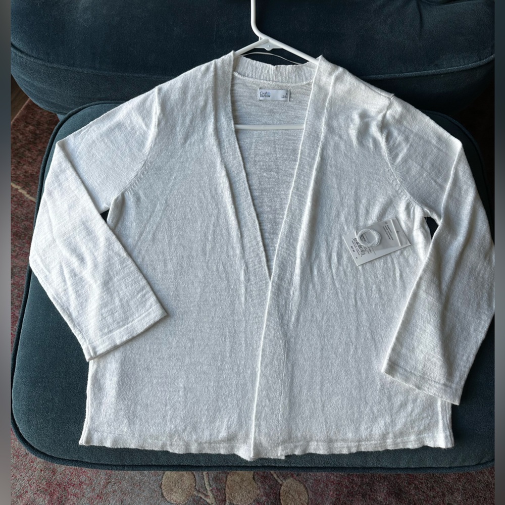 Croft & Barrow White Open Cardigan Sweater Size S NWT 62/31/7 cotton/rayon/nylon